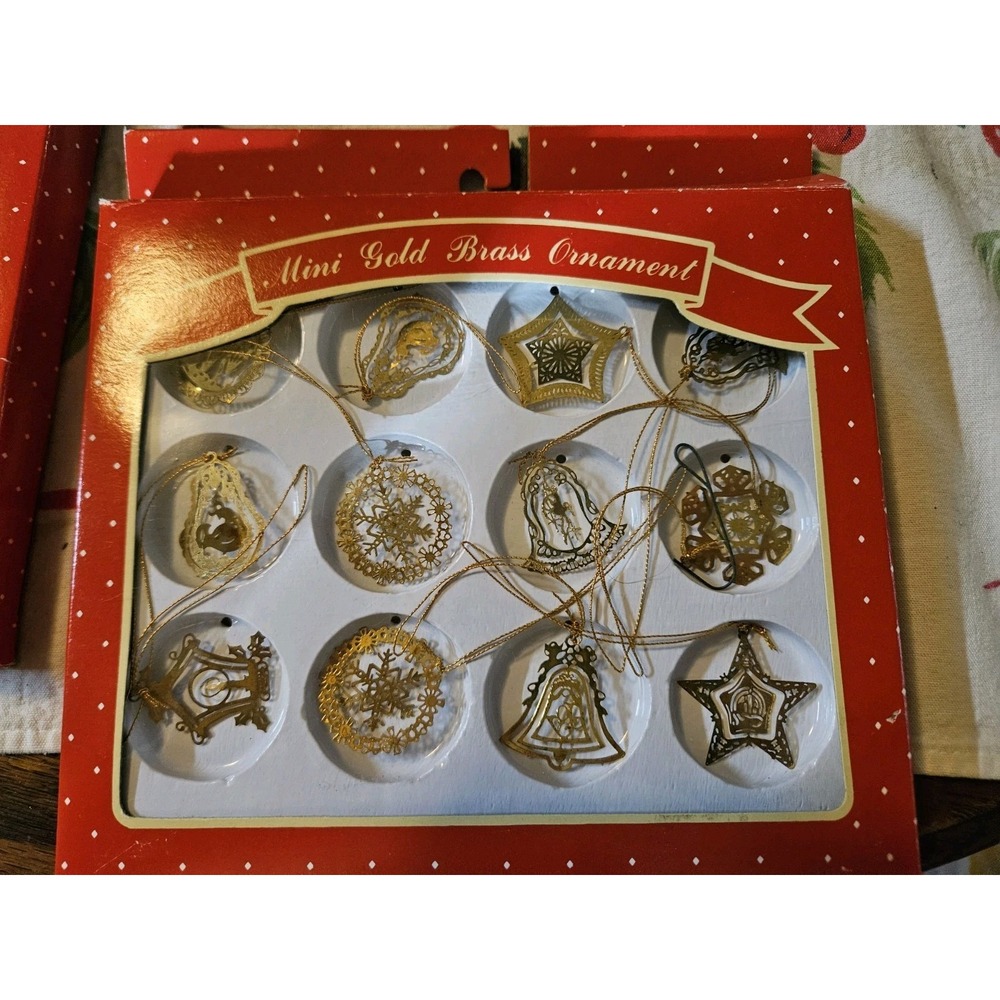 KURT ADLER - 2 Sets of 12 Mini‎ Gold Brass Christmas Ornament  (245)